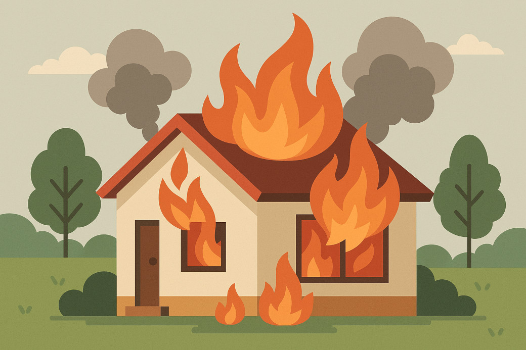 住宅火災のイラスト