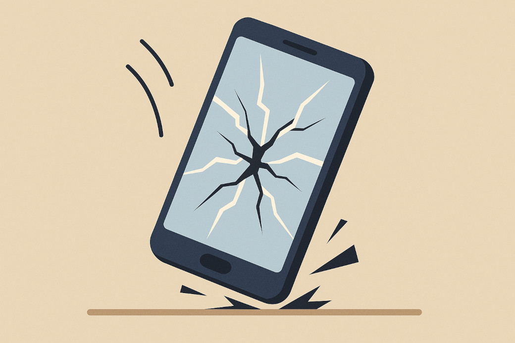 スマホが落下して壊れているイラスト